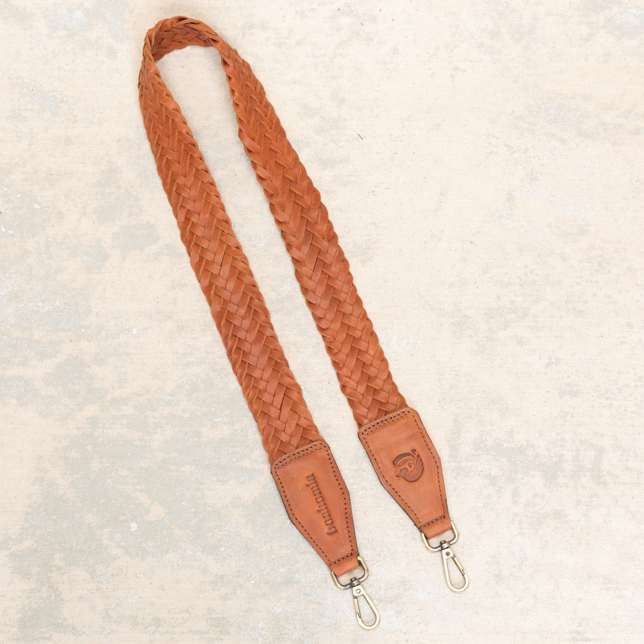 Braided Leather 42" Strap in Cognac