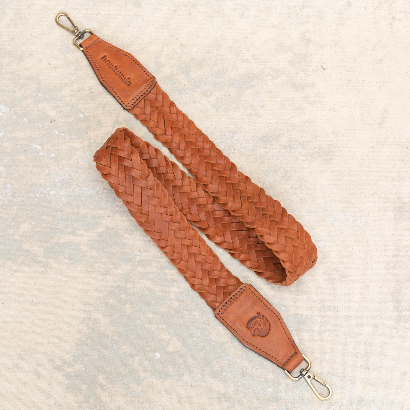 Braided Leather 42" Strap in Cognac - Image 2