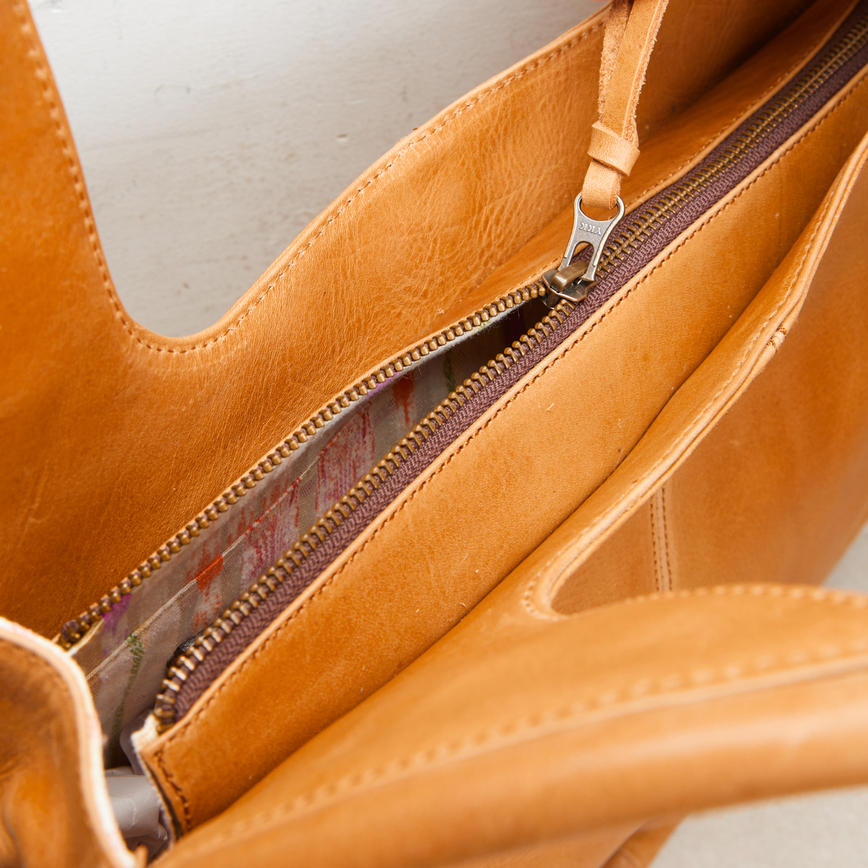 Carmen Round Leather Tote in Tan - Image 7
