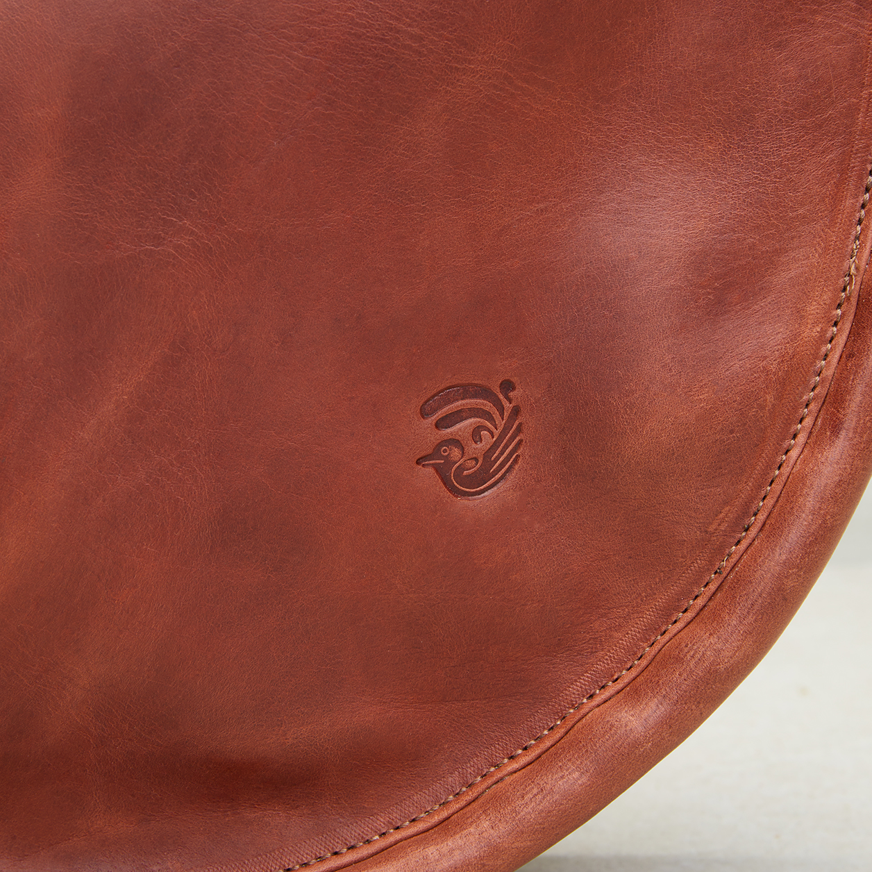 Carmen Round Leather Tote in Cognac - Image 6