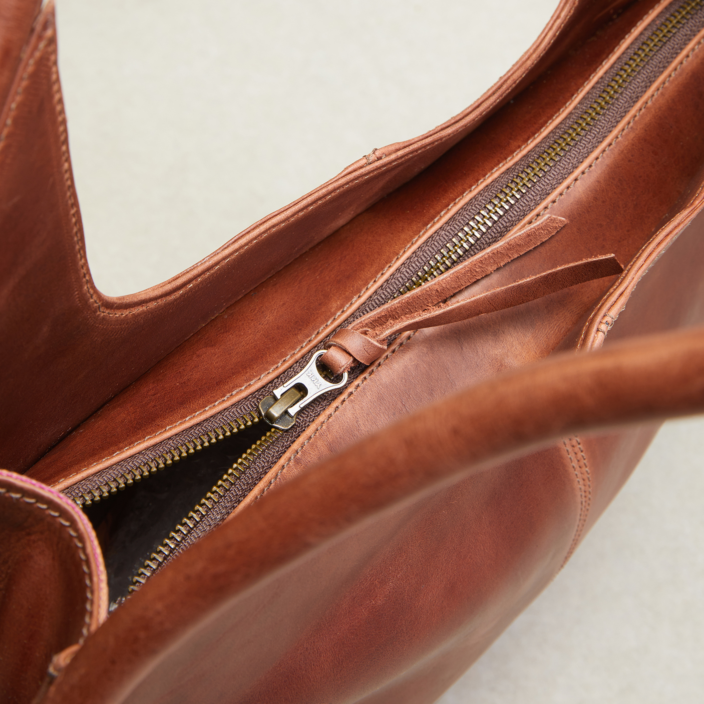 Carmen Round Leather Tote in Cognac - Image 8